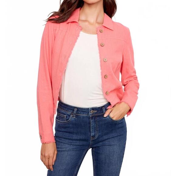 NEW CHARLIE B linen blend jacket in sorbet